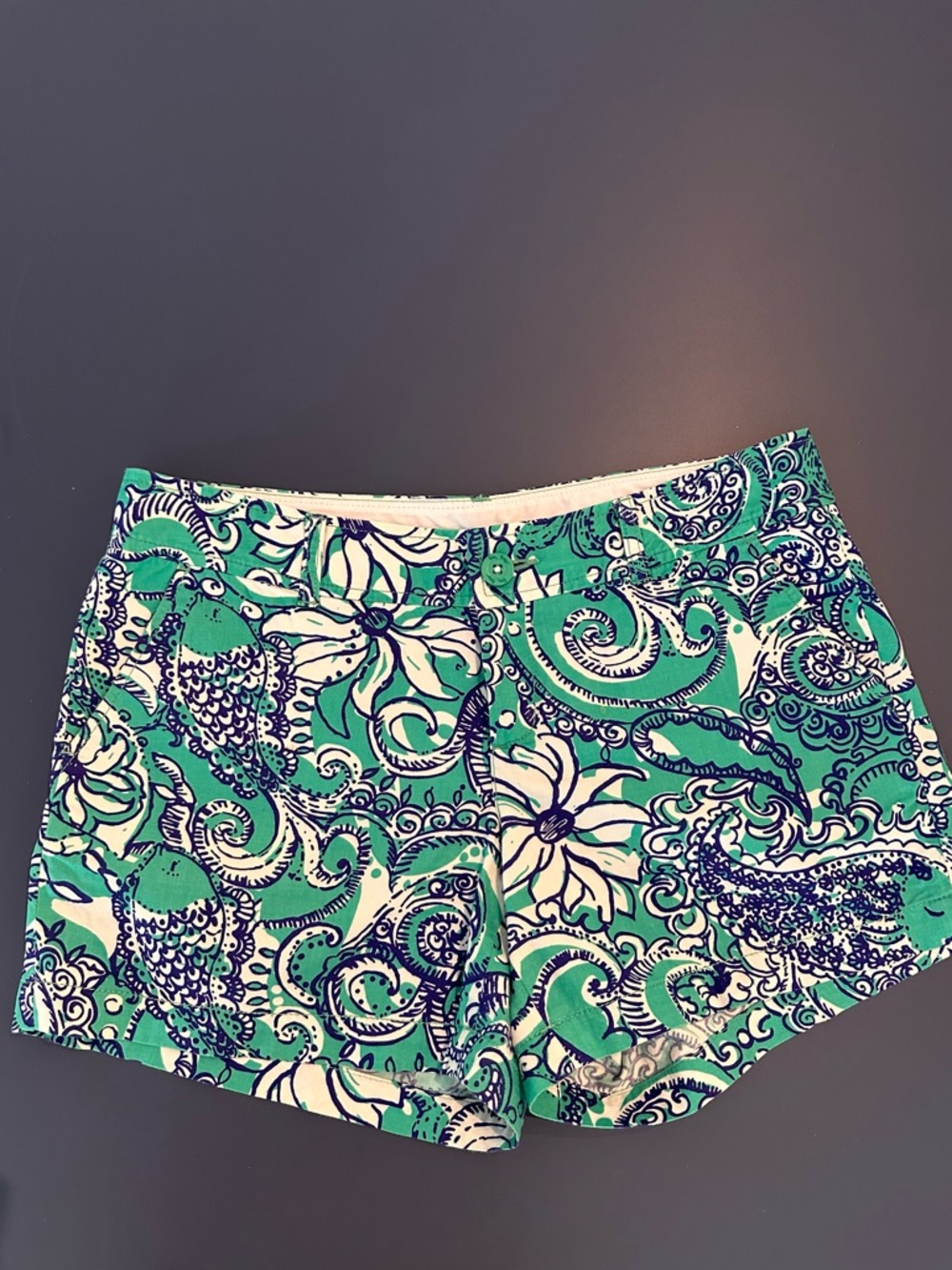Lilly Pulitzer- Callahan fit - Turquoise Floral  Print Women's Shorts - size 10